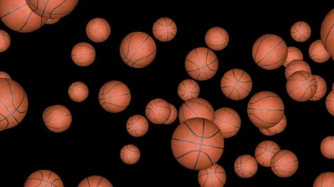 Falling Basket Balls Animation Background, with Alpha Matte, Loop 库存影片 303460316