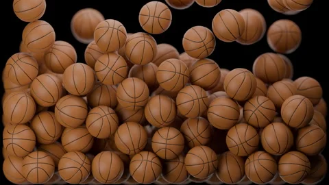 Falling Basketballs Simulation 4K - Rigid Body Physics Animation Stock Footage 332065570