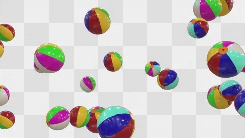 Falling Beach Balls Loop Animation Overlay for Summer and Travel Edits Stock Footage 340916866