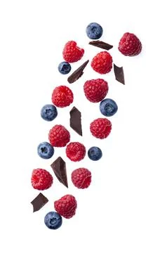 Falling berries on white backgrounds. Stock Photos