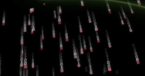 Falling binary code animation over black background, resembling digital rain 스톡 동영상 304864230