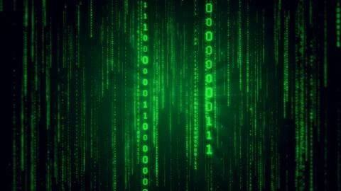 Falling binary code in the matrix style in the technological space 3d illustr Stockillustratie