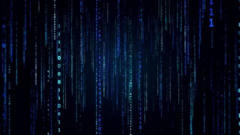 Falling binary code in the matrix style in the technological space 3d illustr イラスト素材