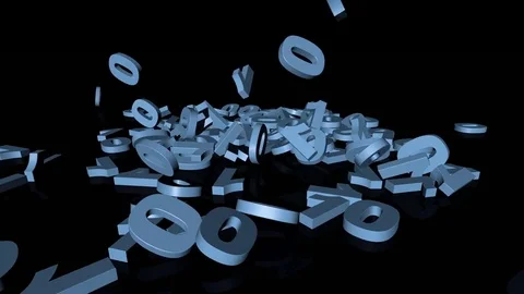 Falling binary codes on a black floor Stock Footage 82793456