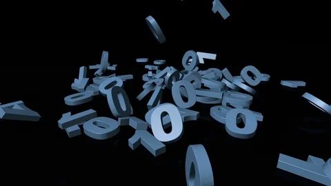 Falling binary codes on a black floor Stock Footage 82793671