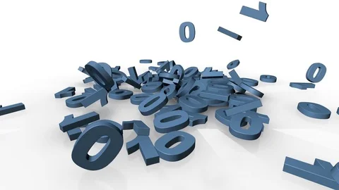 Falling binary codes on a white floor Stock Footage 82794153