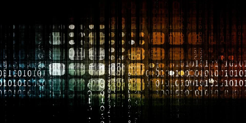 Falling Binary Signals Forming Corporate Digital Data Background Stock Illustration