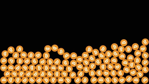 Falling bitcoin. 2D animation. Orange bitcoin coins fall and collide 스톡 동영상 149434756