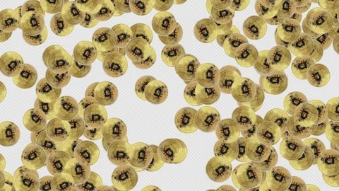 Falling Bitcoin Coins with Alpha Channel Financial Overlay Stock Footage 331636009