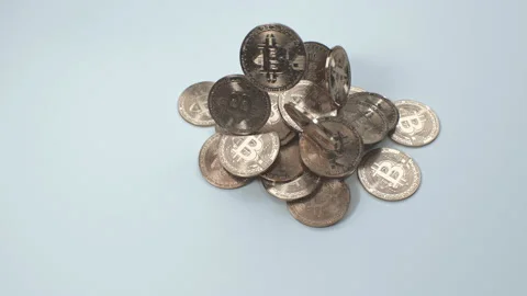 Falling Bitcoin Coins Stock Footage 163876390