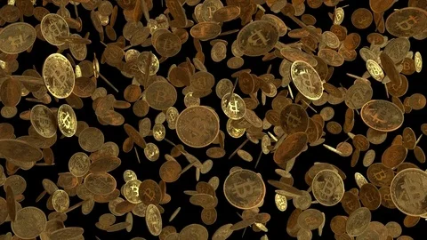 Falling bitcoin coins looped background in amazing detail Stock-Footage 85231118