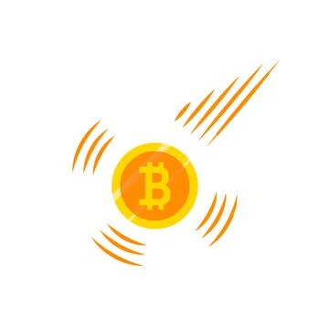 Falling bitcoin, cryptocurrency. Vector EPS 10. Price fall to digital crypto Stock Illustration