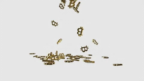 Falling Bitcoin Sign Transparent Background Stock Footage 317805337