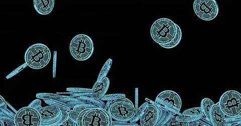 Falling bitcoins Stock Footage 84036269