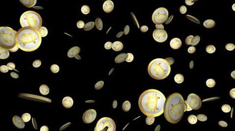 Falling Bitcoins  - seamless looping, alpha Stock Footage 33401649
