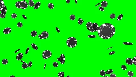 Falling black casino chips - loop, green screen Stock Footage 74918883