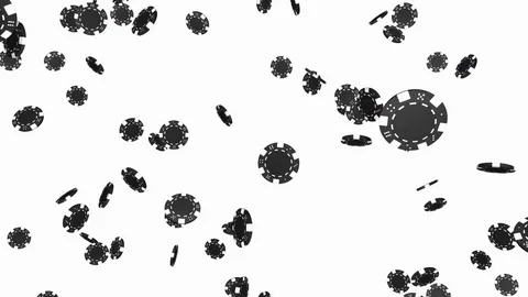 Falling black casino chips on white background - loop, alpha channel Stock Footage 74918640