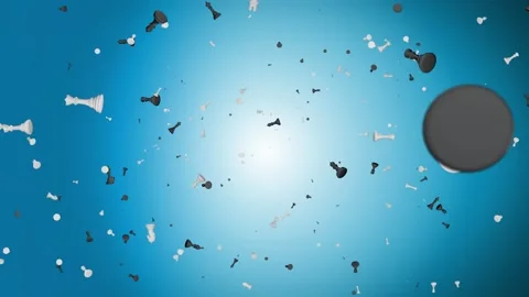 Falling black chess 3D Loop animation of black chess pieces filling screen Stock Footage 186771375