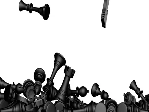 Falling black chess Stock Footage 75888577