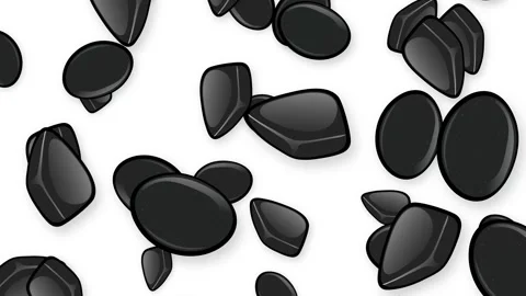 Falling Black Geometric Objects and Smooth Stones on White Background Stock Footage 345197683