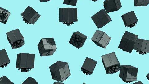 Falling Black Gift Boxes on turquoise studio background Stock Footage 143849112