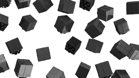 Falling Black Gift Boxes on white and Green Screen Stock Footage 143849175