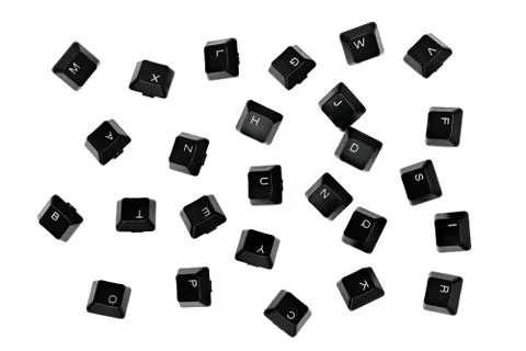 Falling black keyboard keys Stock Photos