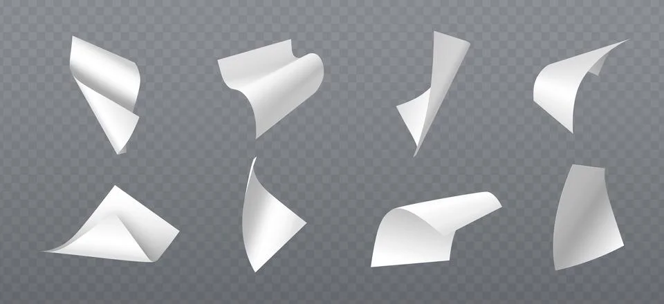 Falling blank paper set on transparent background 스톡 일러스트