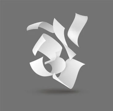 Falling blank paper. White chaotic flying empty group of sheets, scattered notes Illustrazione stock