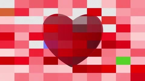 Falling block heart reveal transition with alpha channel Stock Footage 319536894