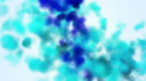 Falling blue and cyan ink into water on a white background Stock Footage 64730639