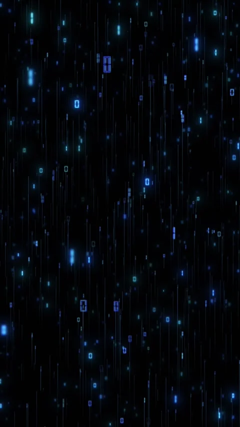 Falling Blue Binary Code Data Stream Background Video stock 341366124