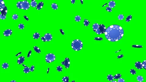 Falling blue casino chips - loop, green screen Stock Footage 74866585