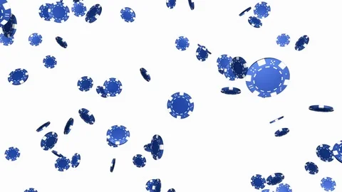 Falling blue casino chips on white background - loop, alpha channel Stock Footage 74866579