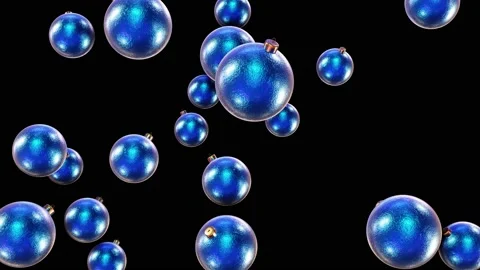 Falling blue Christmas balls looping 3D animation with alpha Stock Footage 158765397