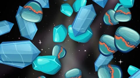 Falling Blue Crystals and Stones Over Dark Glittering Background Stock Footage 342721949
