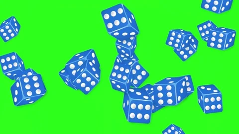Falling Blue Dice Animation on Green Screen Background Stock Footage 344931498