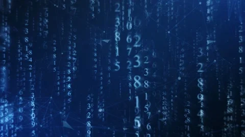 Falling blue digital rain matrix code on dark background Stock Footage 306580688