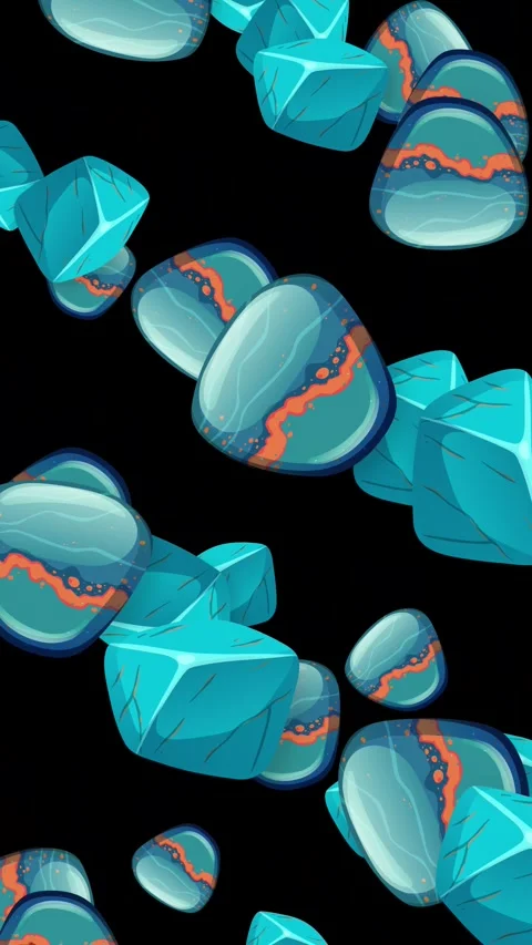 Falling Blue Gemstones and Crystals Animation on Black Background Stock Footage 345314437