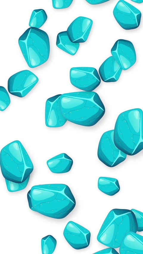 Falling Blue Gemstones and Crystals on White Background Animation Stock Footage 346372313