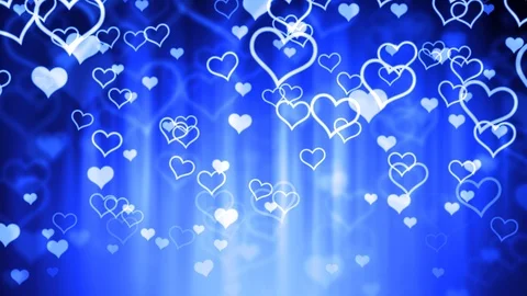 Falling Blue Glassy Hearts Stock Footage 97403433