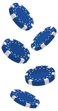 Falling Blue Poker Chips Vector Illustration on White Background Stock Illustration