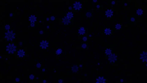 Falling blue snowflakes on black background, winter snow. Christmas background. Stock Footage 142797873