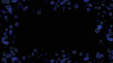 Falling blue snowflakes on black background, winter snow. Christmas background. Vidéo 142862200