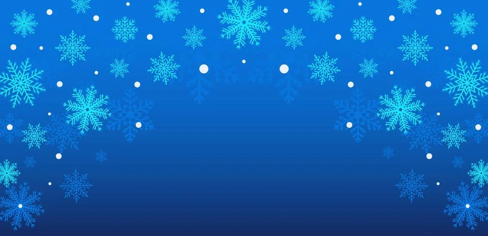 Falling Blue Snowflakes on Dark Gradient Background イラスト素材