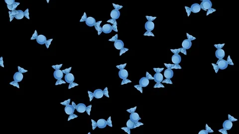 Falling Blue Wrapped Candy Animation on Solid Stock Footage 339395824