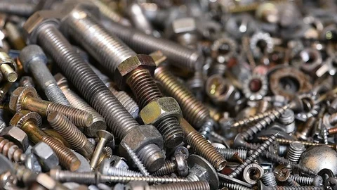 Falling bolts and nuts in workshop Stock Footage 115543774
