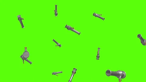 Falling bongs over green screen or chroma key. Rain of bongs or hookahs Stock Footage 236659382
