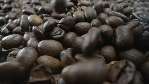 Falling, Bouncing and Colliding Coffee Beans Stock Footage 170510633