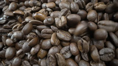 Falling, Bouncing and Colliding Coffee Beans Stock Footage 170717442